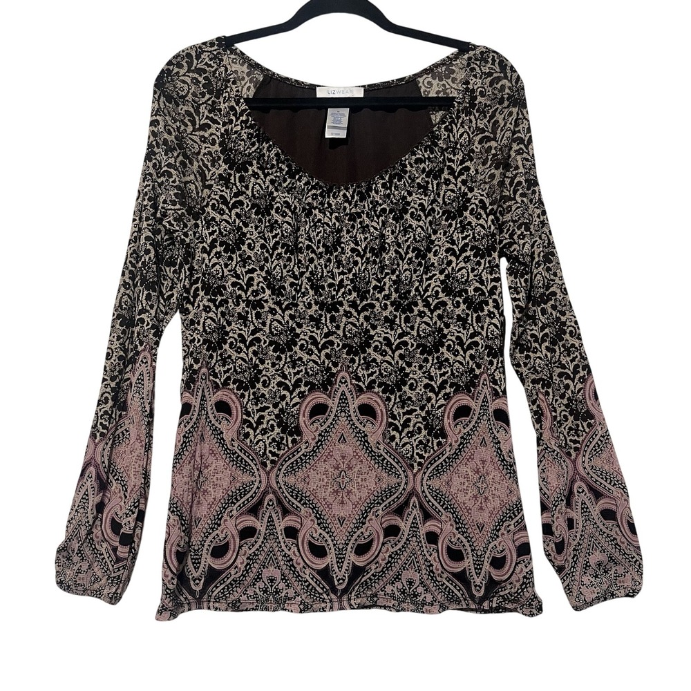 Lizwear Womens Long Sleeve Off‎ The Shoulders Boho Blouse Top Size M